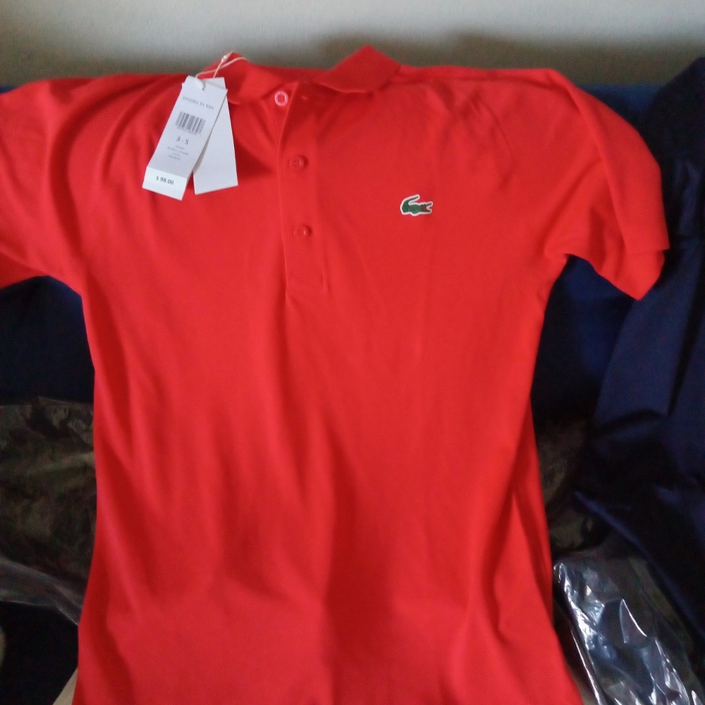Short sleeve burnt orange lacoste shirt